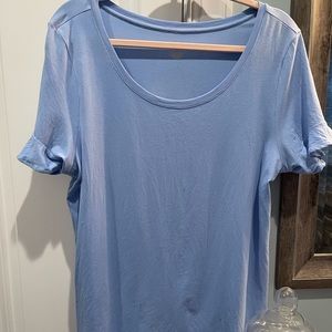 Lily Pulitzer Short Ruffled Sleeve Shirt, light blue, SZ XL